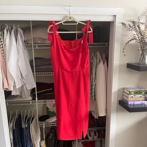 Red Sezane Dress with Bow Tied Shoulder Straps - 46 (14)